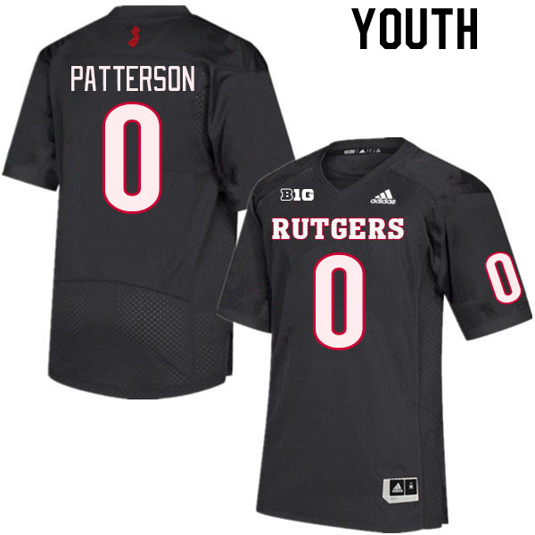 Youth #0 Max Patterson Rutgers Scarlet Knights College Football Jerseys Stitched Sale-Black